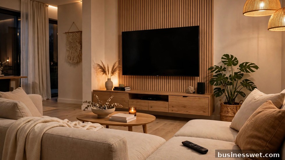 Gezin kiest samen een streamingdienst op de smart-tv in de woonkamer.