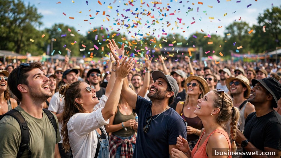Een uitzinnige menigte voor het hoofdpodium van een Nederlands zomerfestival bij zonsondergang.