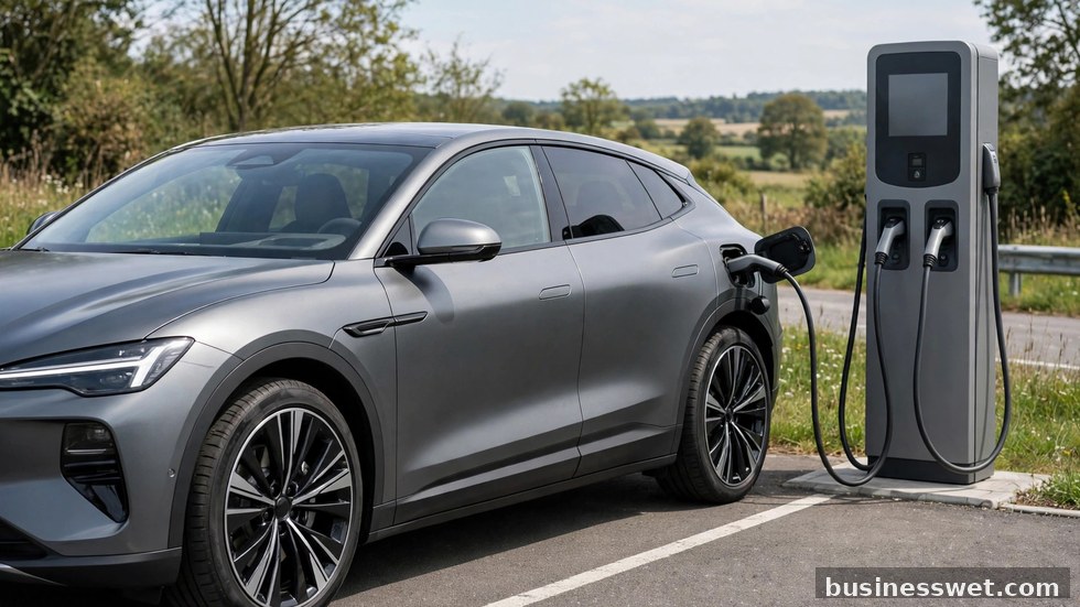 Dashboard van een elektrische auto waarop de resterende actieradius wordt weergegeven.