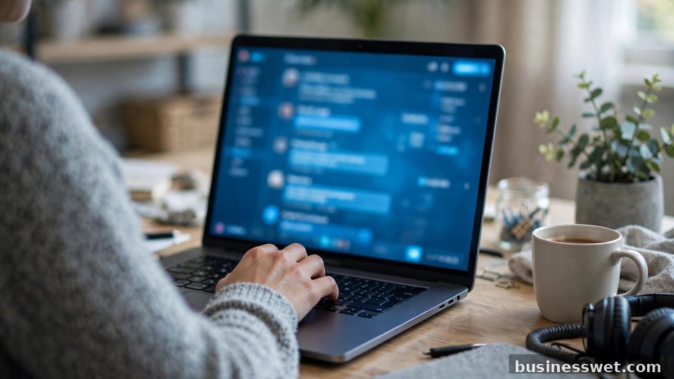 Iemand die een AI-assistent gebruikt op een laptop in een modern kantoor.
