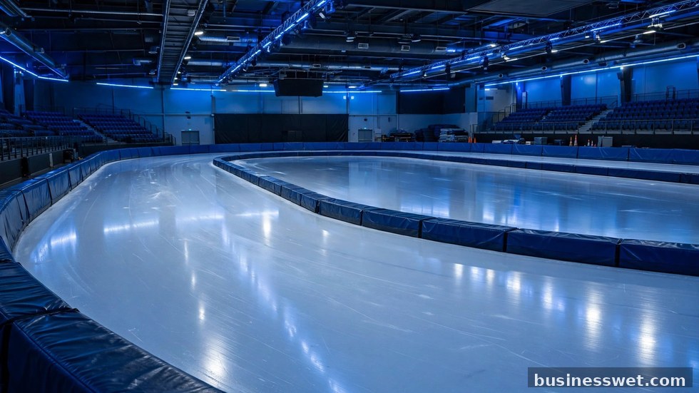 Schaatsers in actie tijdens een wedstrijd op een overdekte ijsbaan, scherp in de bocht.